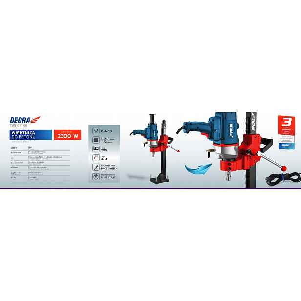 Dedra Vrtací Korunka Do Betonu Se Stativem, Max. Průměr 205 MM, 2300 W, DED7616S