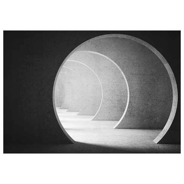 Fototapeta Oblouky Šedý tunel geometrie světla a perspektiva 312x219 lepidlo