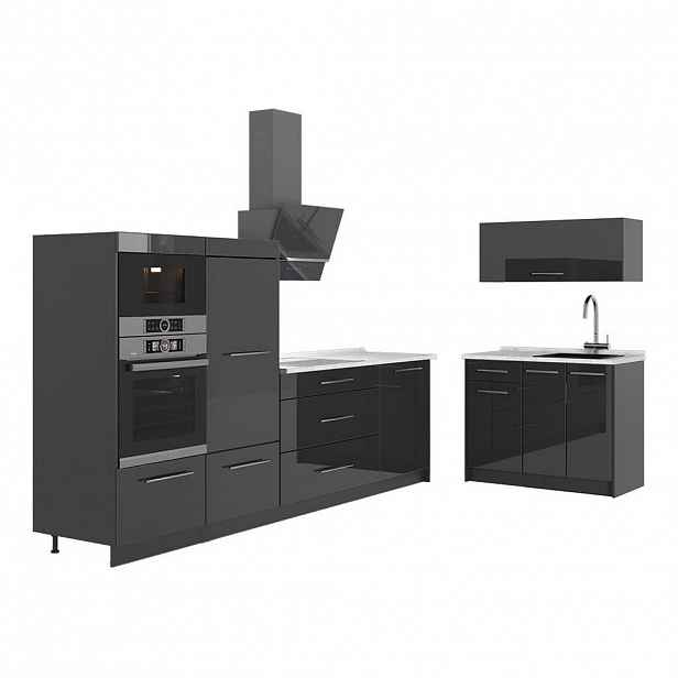 Vicco KUCHYNĚ Fame-Line, Antracitový vysoký lesk/Antracit, 380 cm, PD Mramor