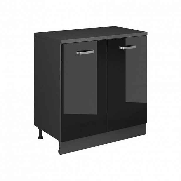 Vicco ROZŠIŘUJÍCÍ SKŘÍŇKA Rion, Černý vysoký lesk/Antracit, 80 x 46 cm bez šikminy se 2 dveřmi