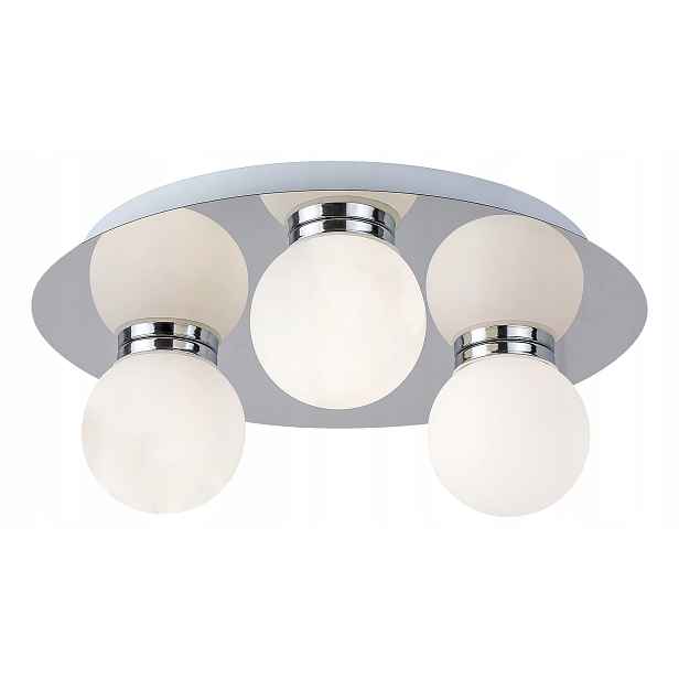 Stropní svítidlo do koupelny chrom kulatá 30 cm 3 bílé skleněné koule Rabalux