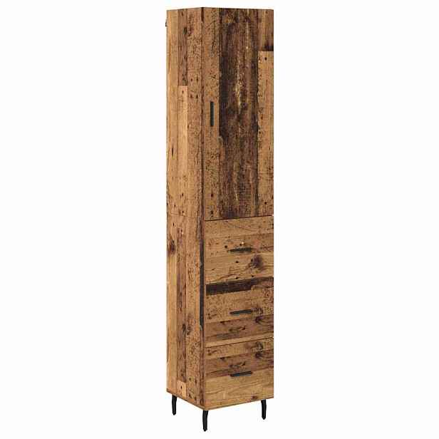vidaXL Vysoký bufet Staré dřevo 34,5 x 34 x 180 cm Kompozitní dřevo