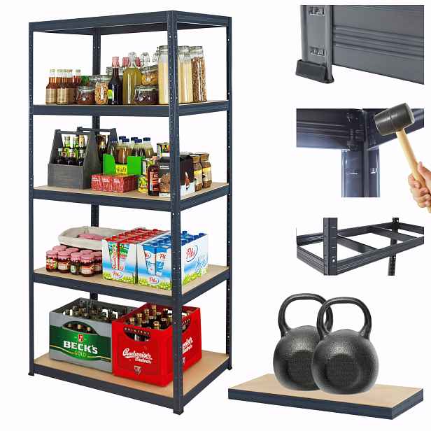 Kovový skladový regál Premium Helios 213x110x45 cm 5Px275 kg Pevný