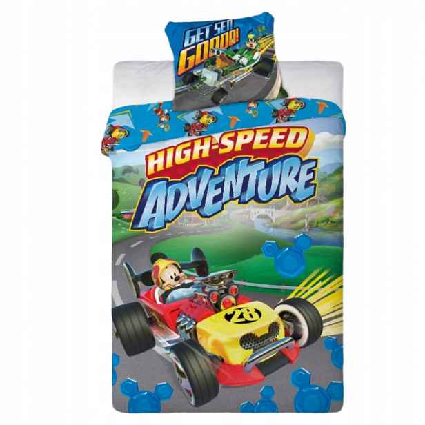 Povlečení Mickey Racing 160x200 70x80 Bavlna Dětský komplet