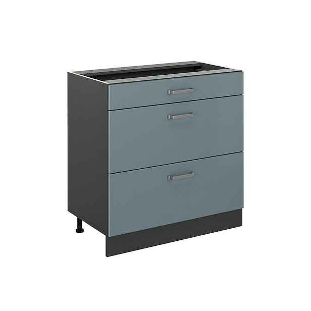 Vicco SPODNÍ SKŘÍŇKA KUCHYŇSKÉ LINKY R-Line, Modrošedá/Antracit, 80 cm se 3 zásuvkami bez pracovní desky