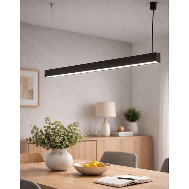 Závěsná podlouhlá LED lampa na lanku Luxe Black