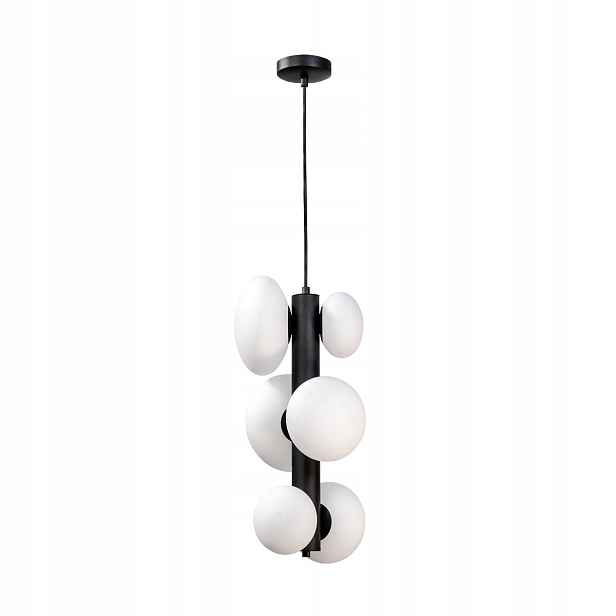Závěsná lampa černá skleněná bílá oválná koule nad stůl ostrov 6pk Zuma Line