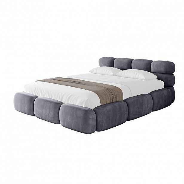 ALTDECOR ČALOUNĚNÁ POSTEL s úložným prostorem a lamelovým roštem, americká postel bez matrace – NOMA 140x200 tmavě šedá
