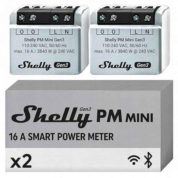 Inteligentní měřič spotřeby energie shelly GEN3 Pm mini Wi-fi Bt 2-balení