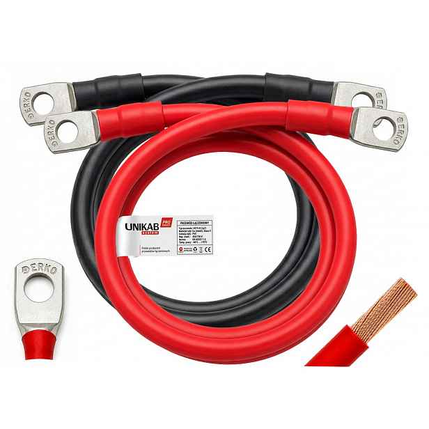 Kabel 50 mm2 M10 2 x 200 cm pro propojení akumulátorů Off-grid 2 m