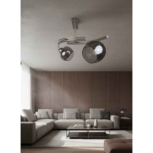 Stropní Svítidlo Lustr Fiona 2 Satén 2x E27 Euro-lamp Chromová Stínidlo