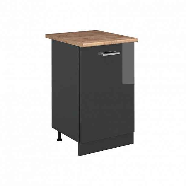 Vicco SPODNÍ SKŘÍŇKA KUCHYŇSKÉ LINKY R-Line, Antracitový vysoký lesk/Antracit, 50 cm pracovná doska Dub Goldkraft