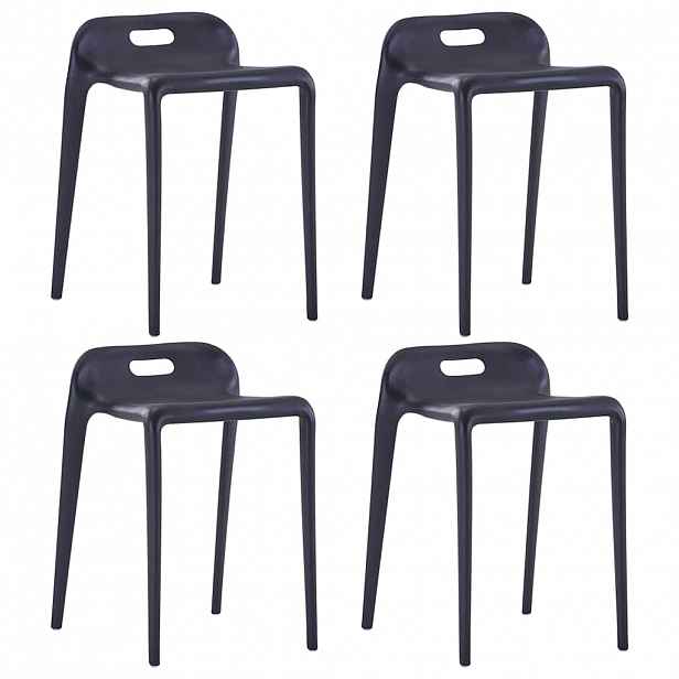 vidaXL Stohovatelné stoličky 4 ks černé plast