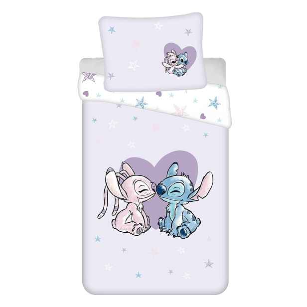 Bavlněné dětské povlečení na jednolůžko 140x200 cm  Lilo and Stitch "Heart" – Jerry Fabrics