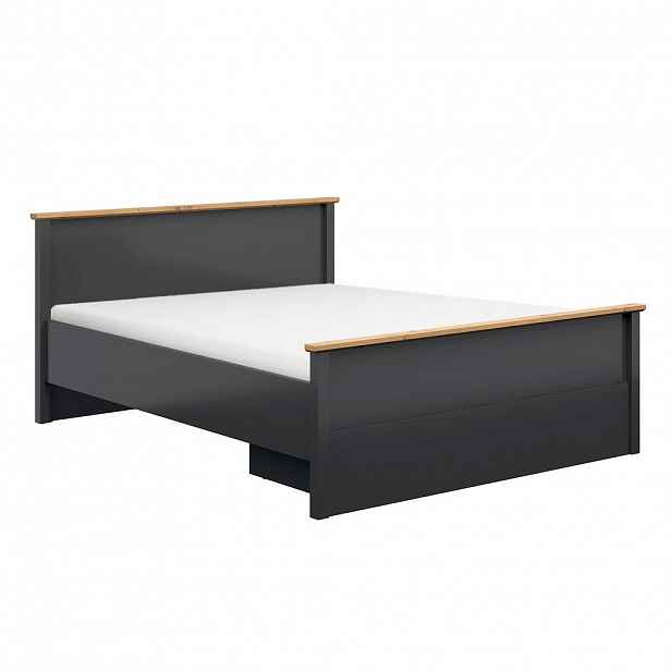 Petits-meubles POSTEL 160/200 Duck Antracitově šedá a dubové dřevo