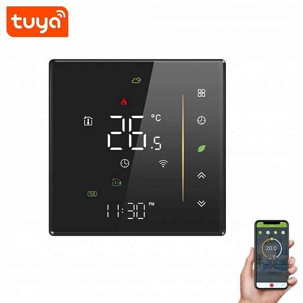 Regulátor Termostatu Pro Vodu Podlahového Vytápění Tuya Ga 5A Černý Wifi