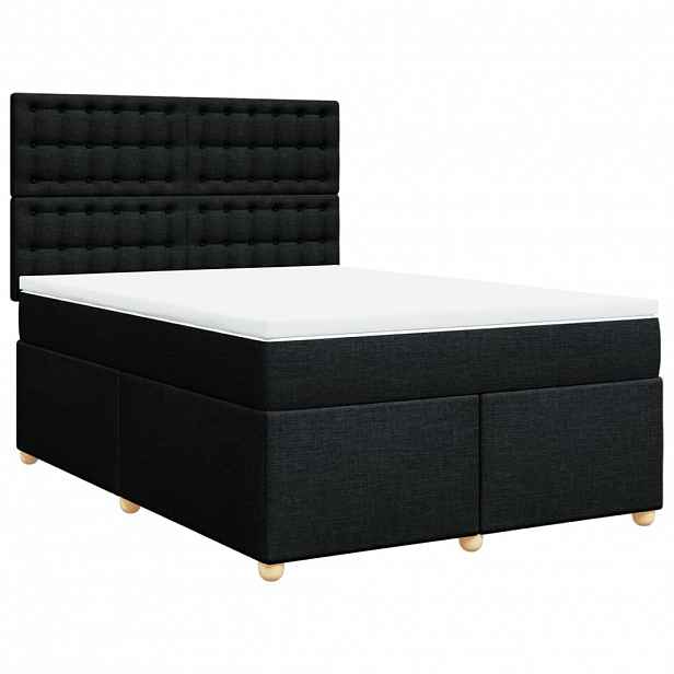vidaXL Box spring postel s matrací černá 140 x 190 cm textil