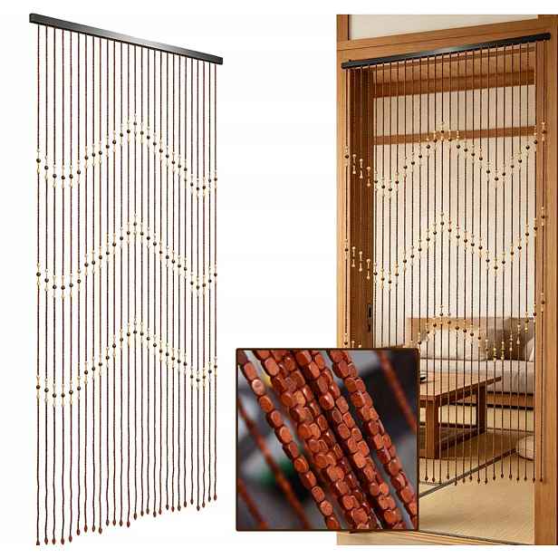 Retro Dřevěný Korálek Záclona Dveře Záclona Makramé Záclony 90 CM×175 CM