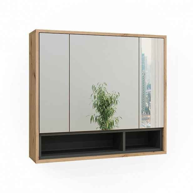 Vicco KOUPELNOVÁ ZRCADLOVÁ SKŘÍŇKA Beatrice Dub Artisan/antracit 80 x 72 cm