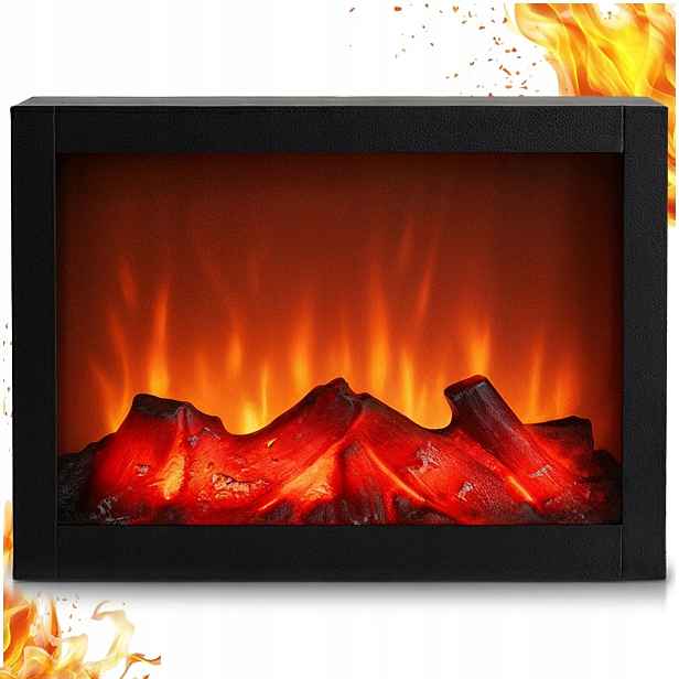 Elektrický Led krb kovový, černý, dekorativní, závěsný, 29 cm