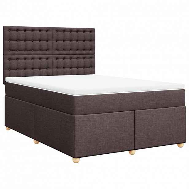 vidaXL Box spring postel s matrací tmavě hnědá 140x190 cm textil
