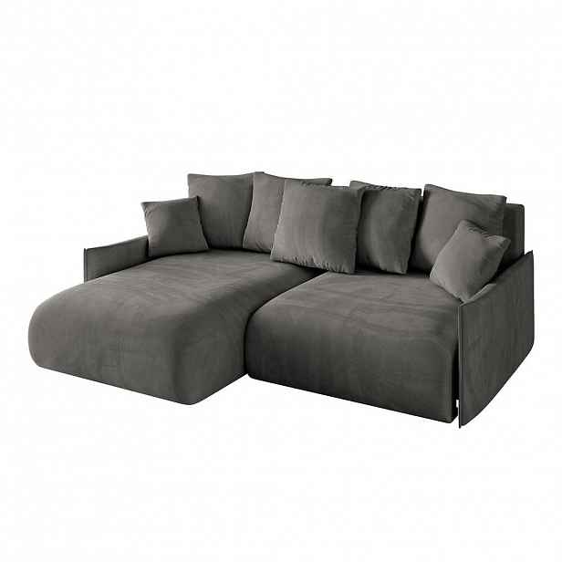 ALTDECOR ROHOVÁ SEDACÍ SOUPRAVA s otomanem vlevo ONESK-L -v1 216x177x72 tmavě šedý velur