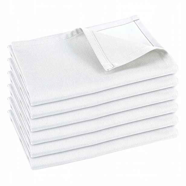 Banketové ubrousky Bílé Tlusté Banketovky 100% Bavlna 6 ks 50x50 cm