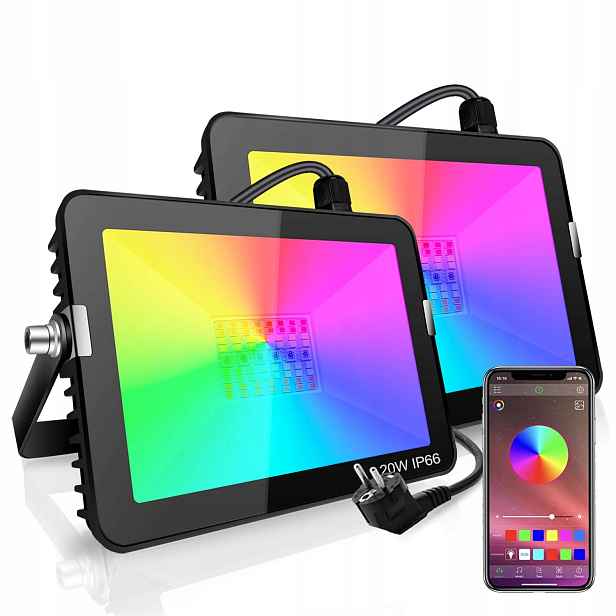 Sada 2 ks Halogen Led Rgb 20W Aplikace IP66 Vícebarevný Led časovač