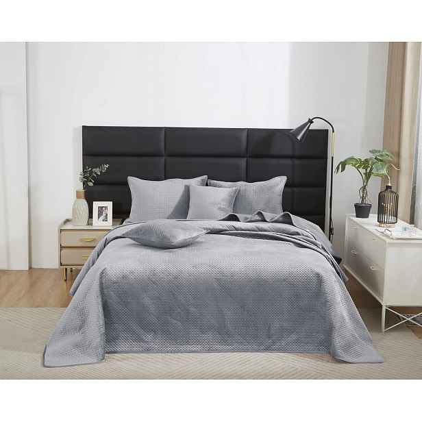 Šedá Prošívaný Přehoz Velvet na postel 200x220 Maya