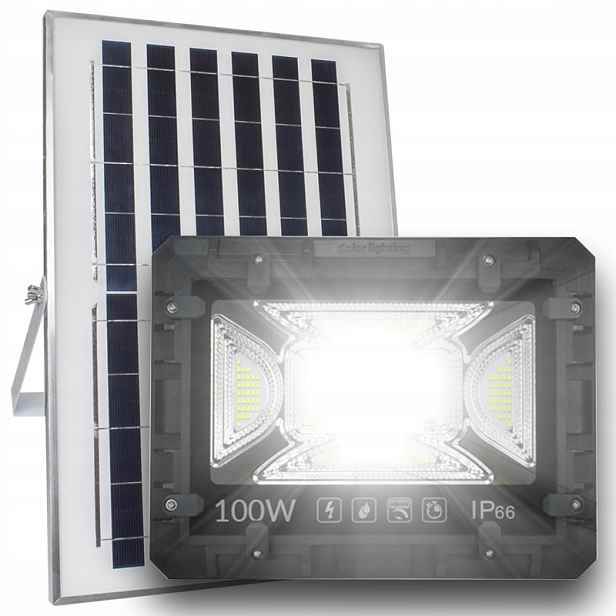 Solární Led halogenový zářič 100W Venkovní zahradní lampa Dálkový Ovladač