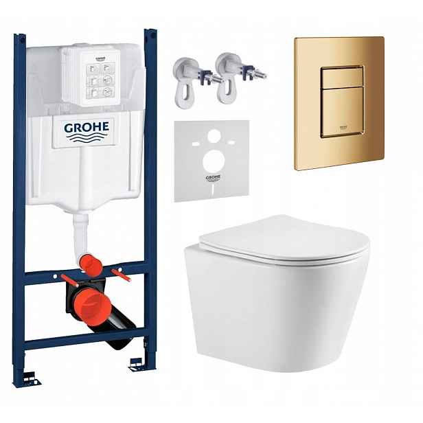 Wc sada Grohe Rapid s mísou Elanta Tornado a zlatým tlačítkem