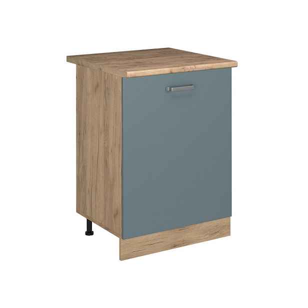 Vicco SPODNÍ SKŘÍŇKA KUCHYŇSKÉ LINKY R-Line, Modrošedá/Zlatý mocný dub, 60 cm s 1 dveřmi pracovná doska Dub Goldkraft