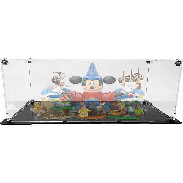 Vitrína s černým podstavcem Drewlandia pro stavebnici Lego 21352 Kouzlo Disneyho