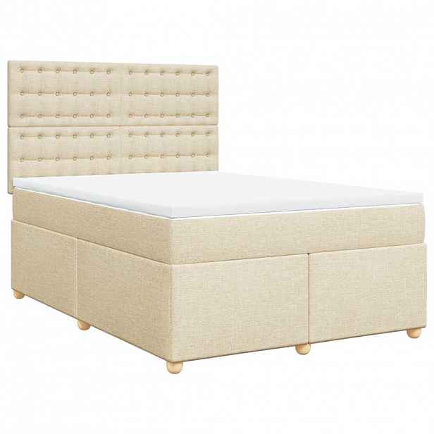 vidaXL Box spring postel s matrací krémová 140x190 cm textil