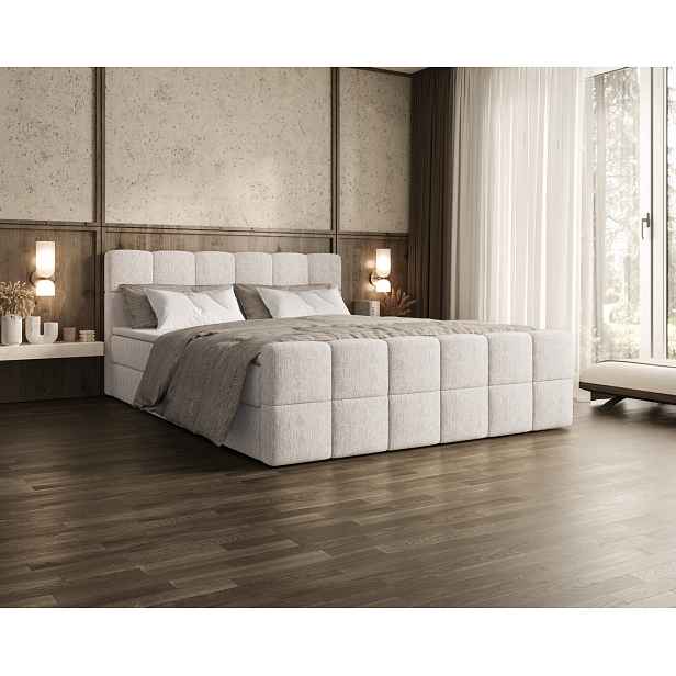 Čalouněná postel 160x200 CABRIA s úložným prostorem - ecru