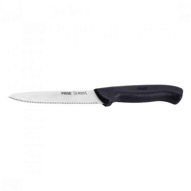 Univerzální nůž, zoubkovaná čepel, 12 cm, "Ecco", černý - Pirge