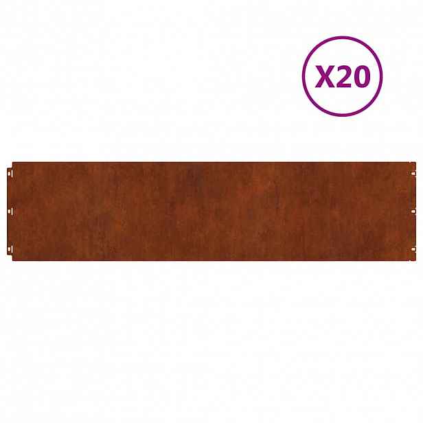vidaXL Okraj trávníku 20 ks 25 x 103 cm Povětrnostně odolná ocel