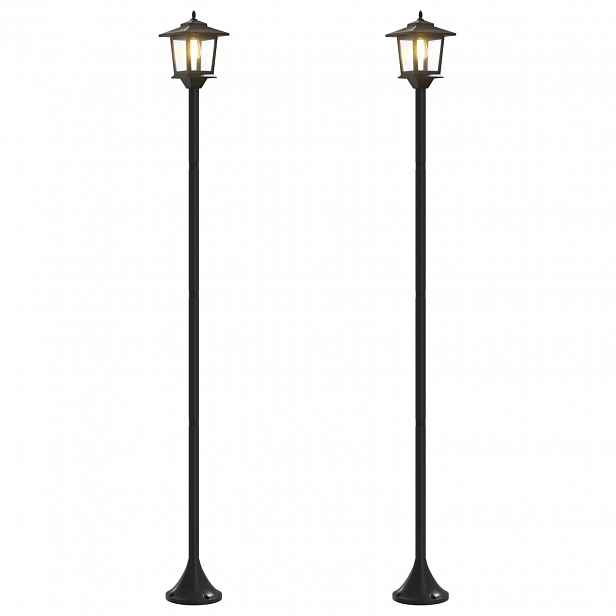 vidaXL Sada lampových sloupů with LED Bulb 2 ks Černá 16 x 16 x 156 cm