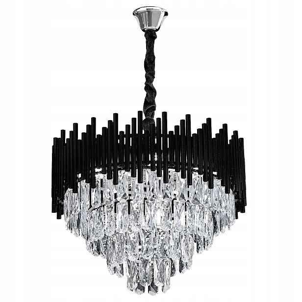 Závěsná lampa Černá Křišťálová Elegantní skleněná 50 cm pro obývací pokoj G063-CP