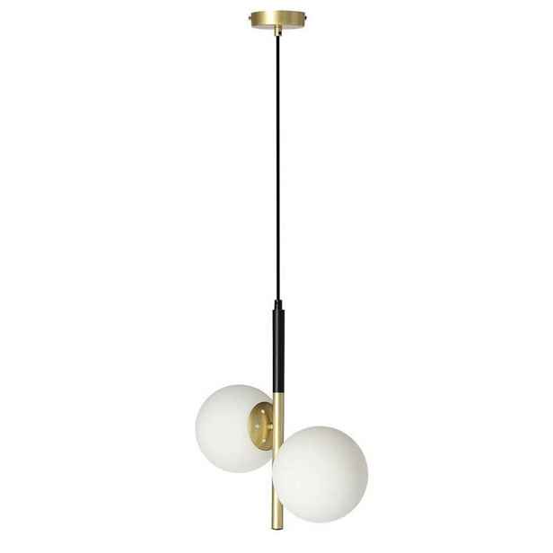 Závěsná lampa Duo koule černý mat/zlatá