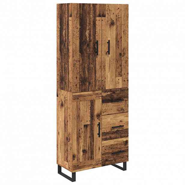 vidaXL Vysoký bufet 2 ks Staré dřevo 69,5 x 34 x 180 cm