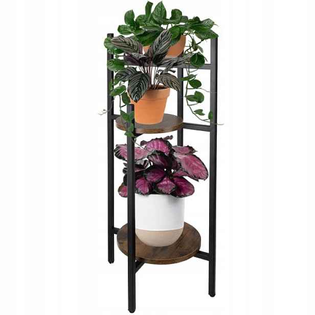 Držák Na Květináč stojící Ruhhy 25627, 3-úrovňový, loftový, 81 cm, černo-hnědý