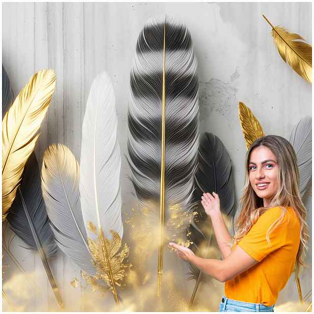 Fototapeta 3D Obývací Pokoj Ložnice Pera Abstrakt Boho Glamour 490x280 PAB09W