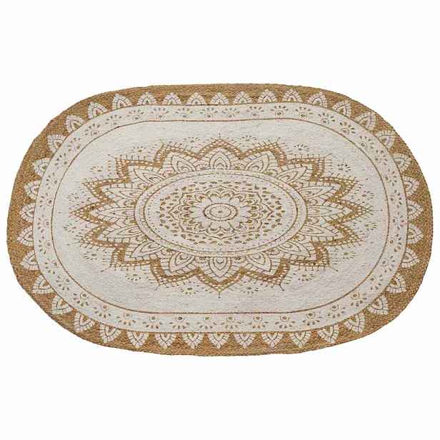 vidaXL Kusové koberce Přirozená s bílým potiskem 100 x 152 cm juta