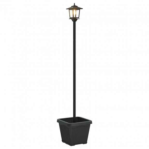 vidaXL Solární lampa s květináčem with LED Bulb Černá 32 x 32 x 158 cm