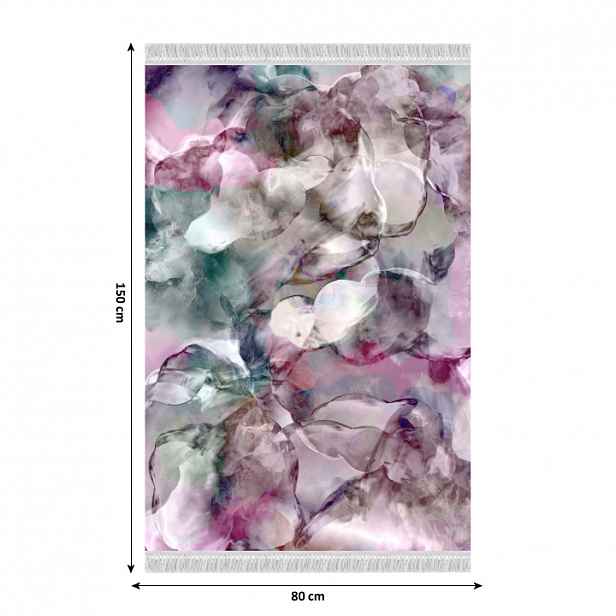 Koberec DELILA s třásněmi růžová / zelená / krémová Tempo Kondela 80x150 cm