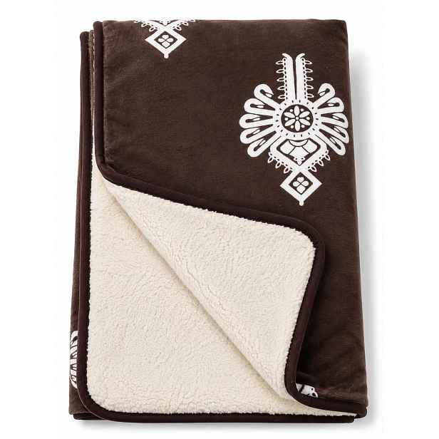 Deka oboustranná z vlny fleece 200 x 160 cm Pletenina 450 g/m2 hnědá malá