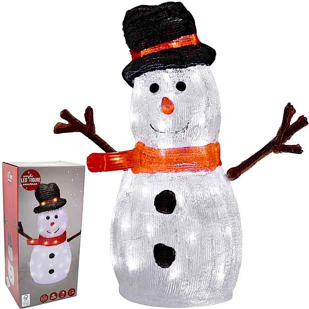 Figurka Sněhulák 39 Cm na Vánoce Dekorace 40 Led na baterie Časovač