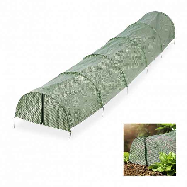 Relaxdays FÓLIOTUNEL Zelená Transparentní PVC ocel se zipem 290 cm
