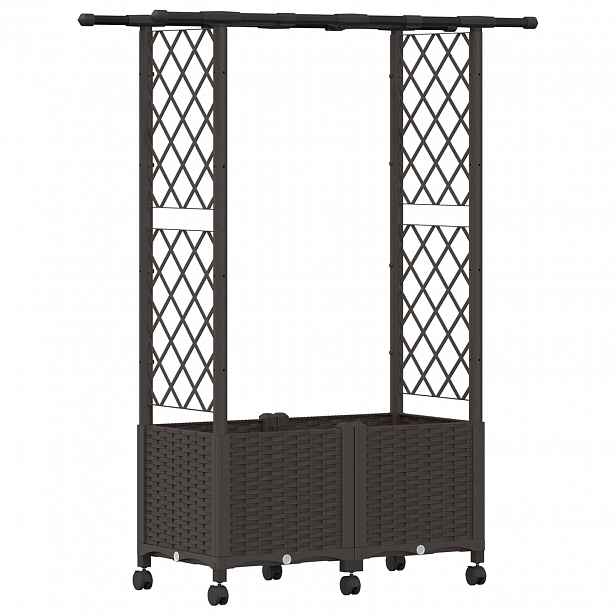 vidaXL Vyvýšený záhon s treláží a střechou Hnědá 124,5 x 40 x 142 cm